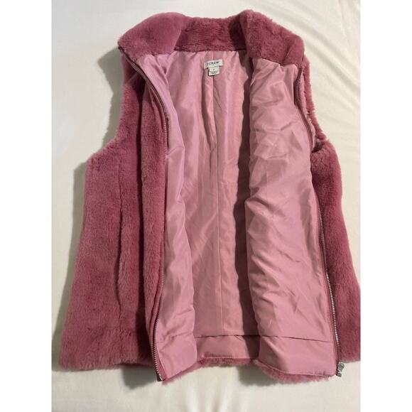 J.Crew Faux Fur Vest Women’s Small Full Zip Mock Neck Lined - Picture 6 of 8